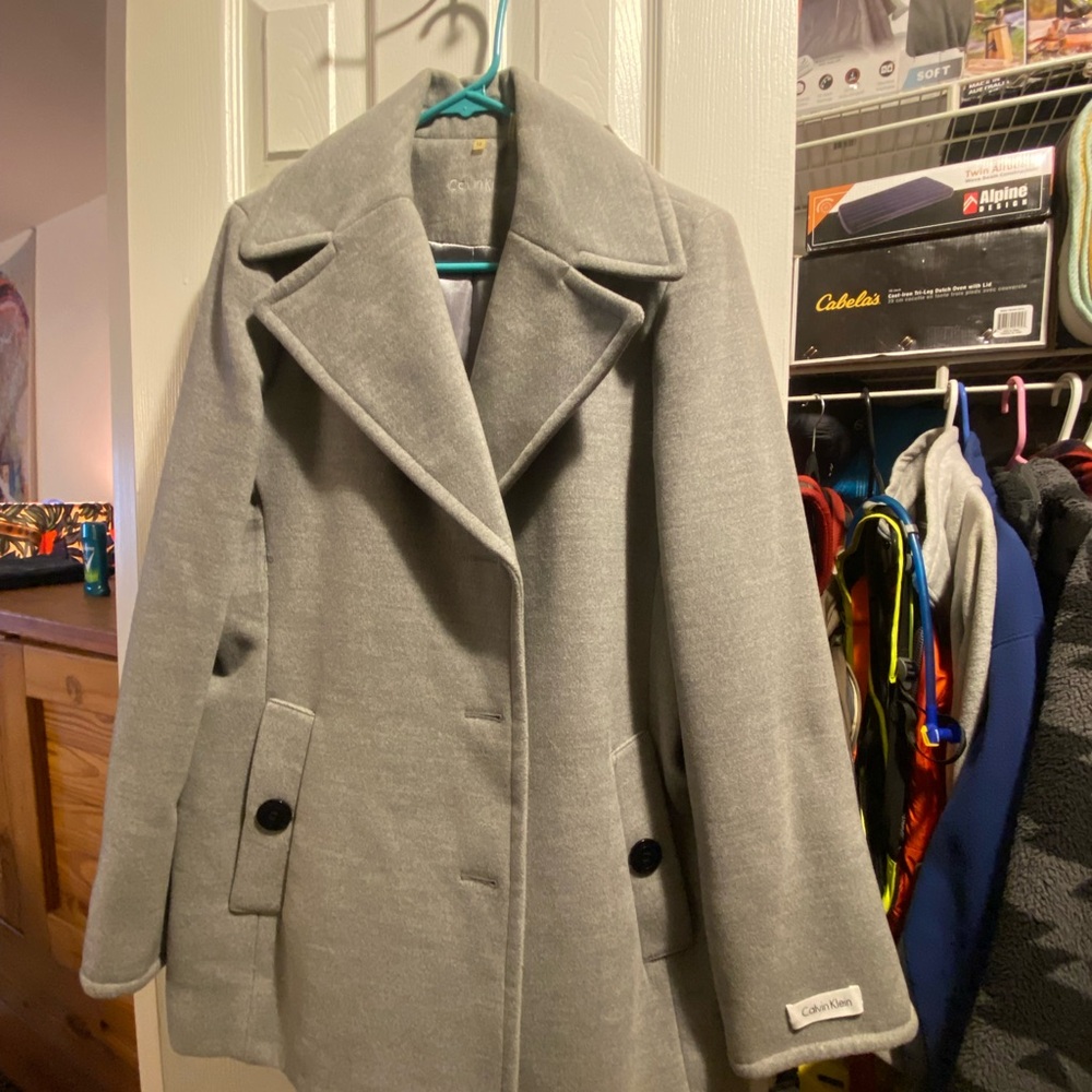 Calvin Klein Women's Light Gray Pea Coat